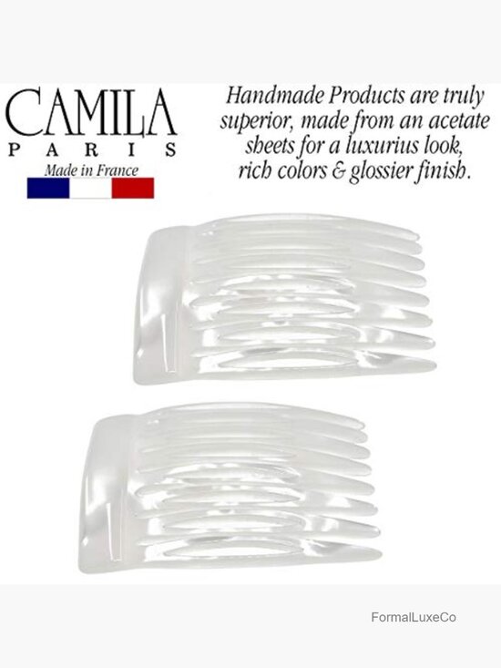 Handmade Cellulose Acetate French Hair Side Comb Set, Strong Hold for Bun main image 5